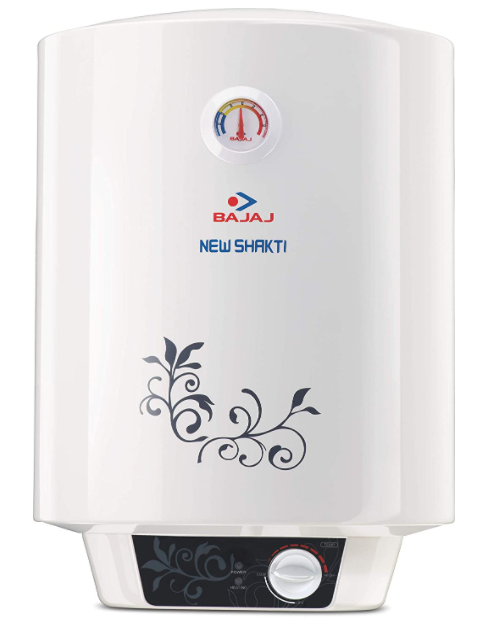 Storage 25 Litre Vertical Water Heater, White, 4 Star (43.3 x 44.1 x 57 cms) Product Description: Bajaj New Shakti vertical water heater comes up with 25 liters storage tank.